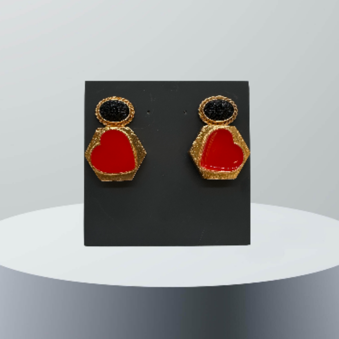 Red Heart Stud Earrings