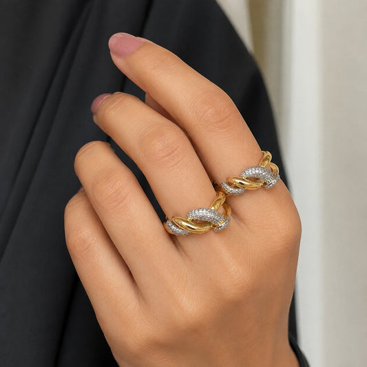 Two Tone Twist Adjustable Ring